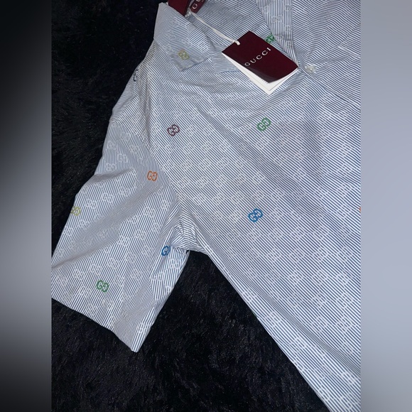 Gucci Blue Striped Cotton Bowling Shirt - Picture 13 of 13